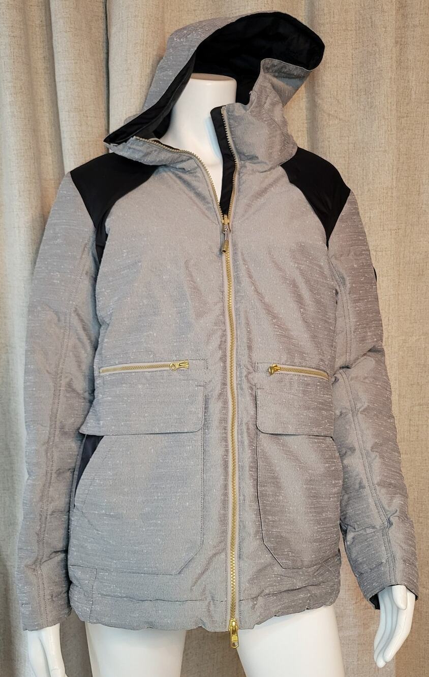 Lole Shine Meteor REVERSIBLE Black/Gray Duck Down PrimalLoft Hooded Jacket Sz XL
